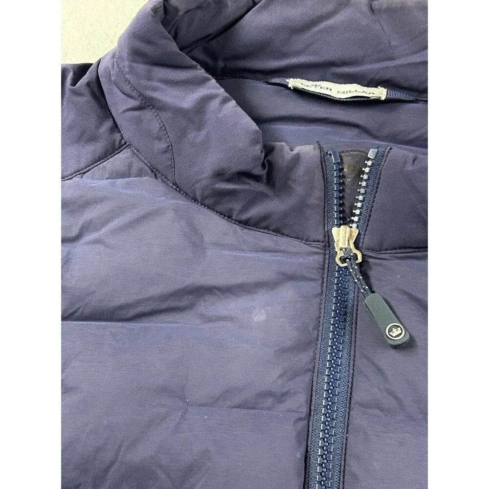 Peter Millar Mens Navy Insulated Front Full Zip Jacket Golf Puffer Jacket
